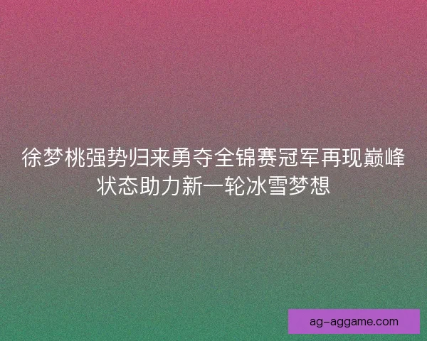 徐梦桃强势归来勇夺全锦赛冠军再现巅峰状态助力新一轮冰雪梦想