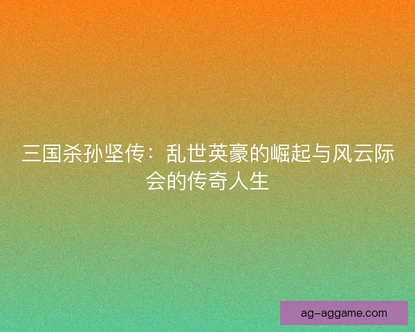三国杀孙坚传：乱世英豪的崛起与风云际会的传奇人生